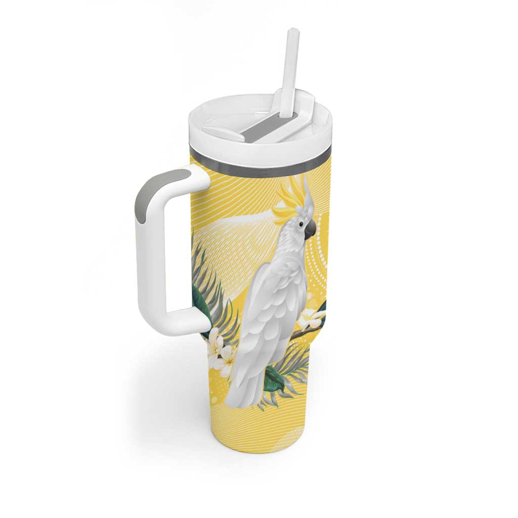 Australia Cacatua Galerita Tumbler With Handle Sulphur-Crested Cockatoo - Aboriginal Art