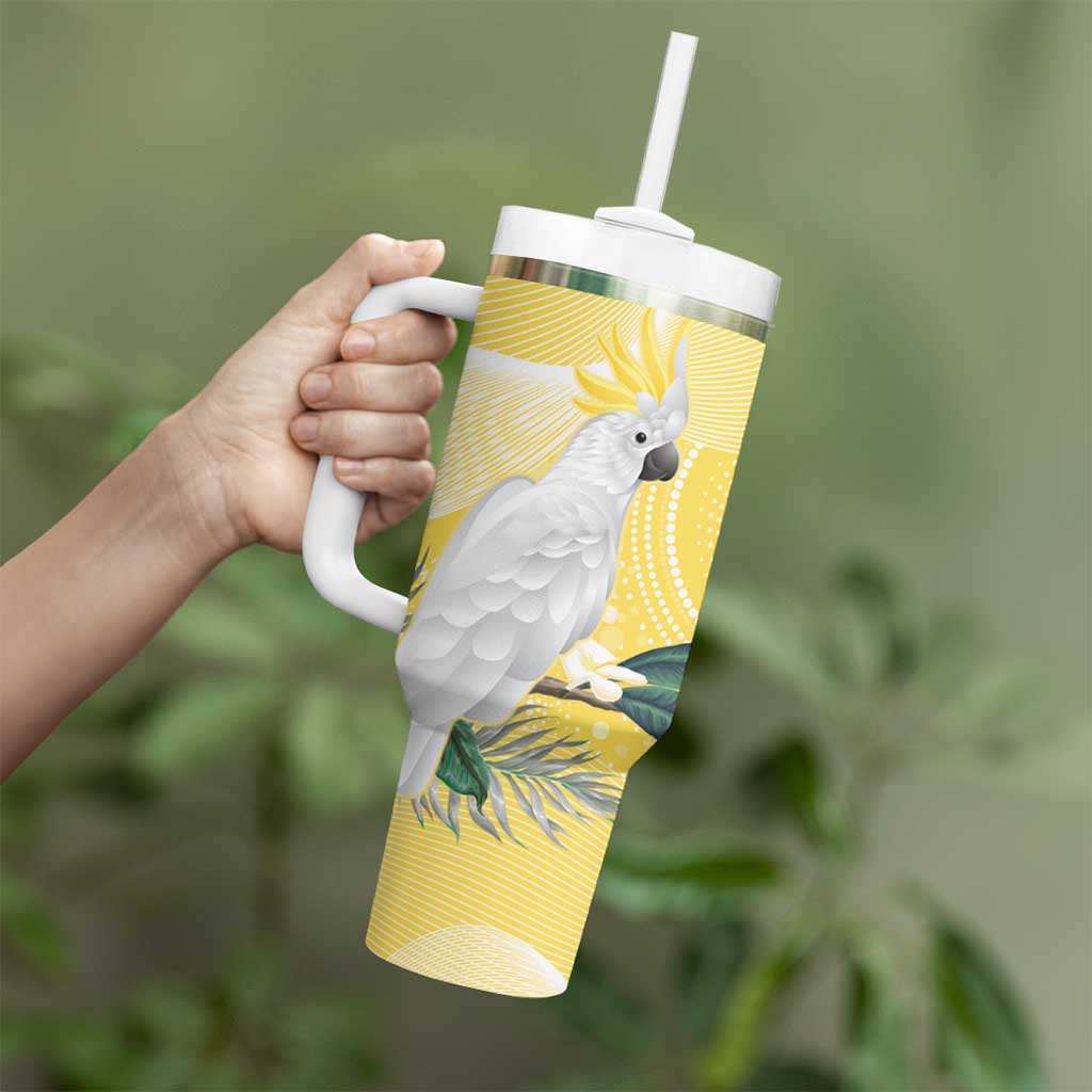Australia Cacatua Galerita Tumbler With Handle Sulphur-Crested Cockatoo - Aboriginal Art