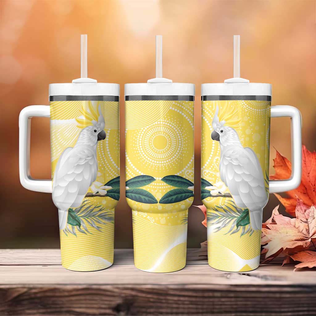 Australia Cacatua Galerita Tumbler With Handle Sulphur-Crested Cockatoo - Aboriginal Art