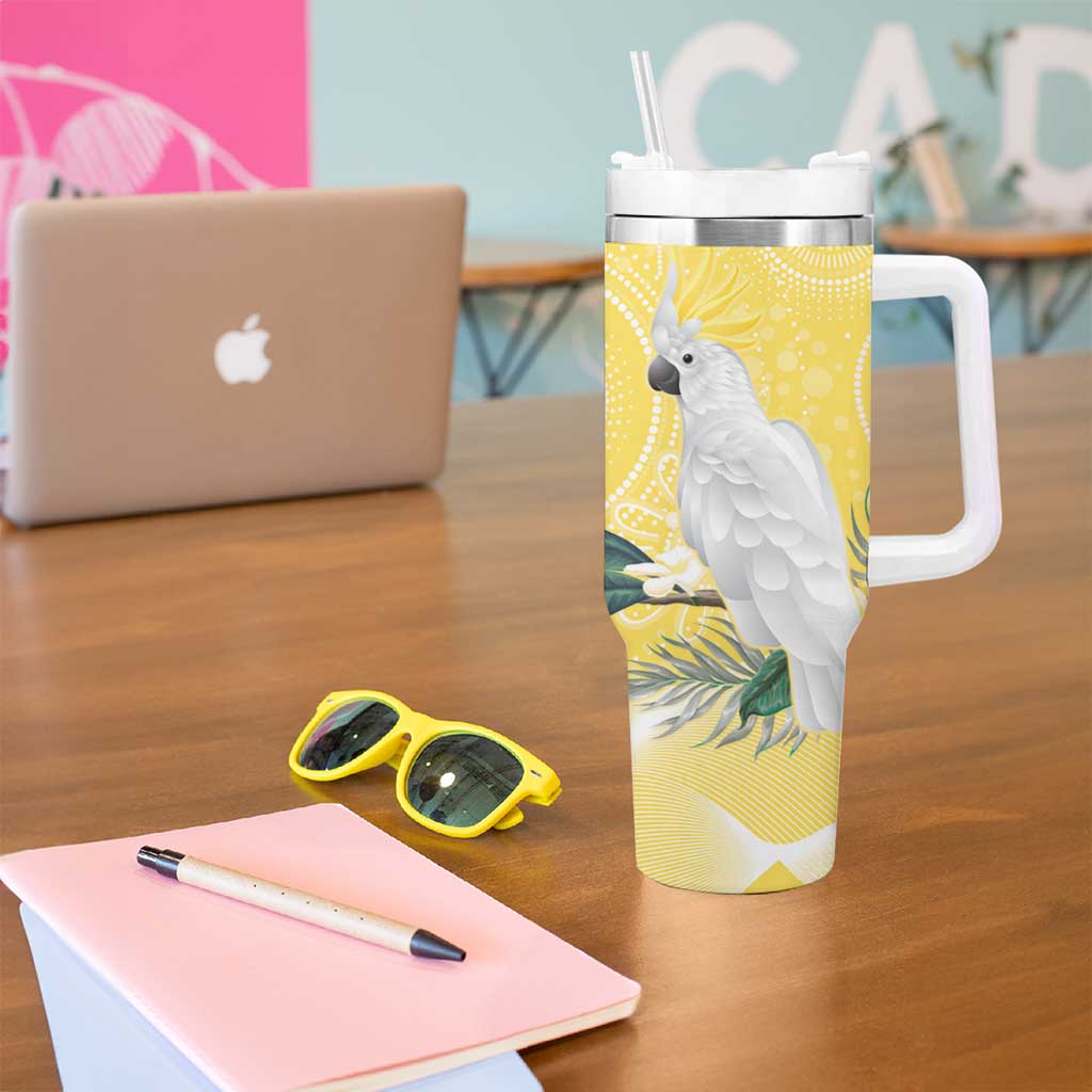 Australia Cacatua Galerita Tumbler With Handle Sulphur-Crested Cockatoo - Aboriginal Art