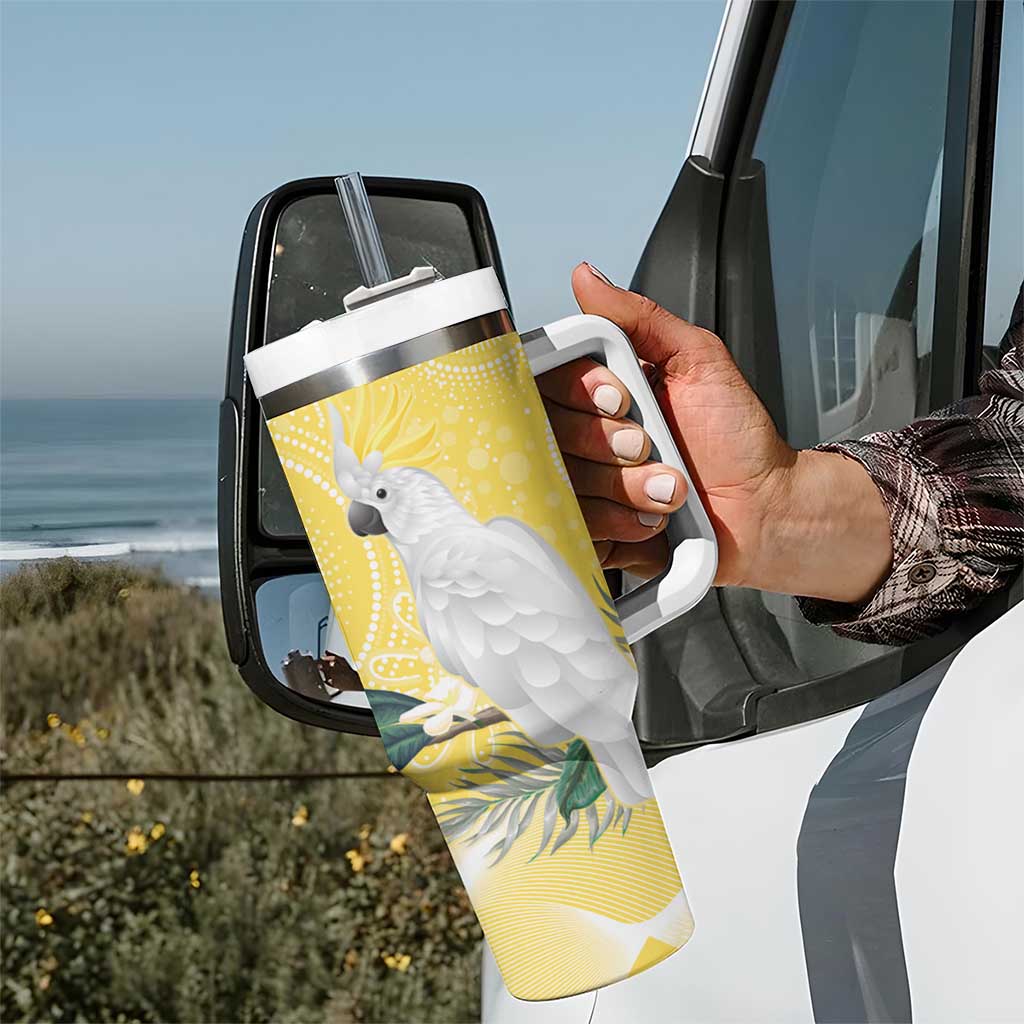 Australia Cacatua Galerita Tumbler With Handle Sulphur-Crested Cockatoo - Aboriginal Art