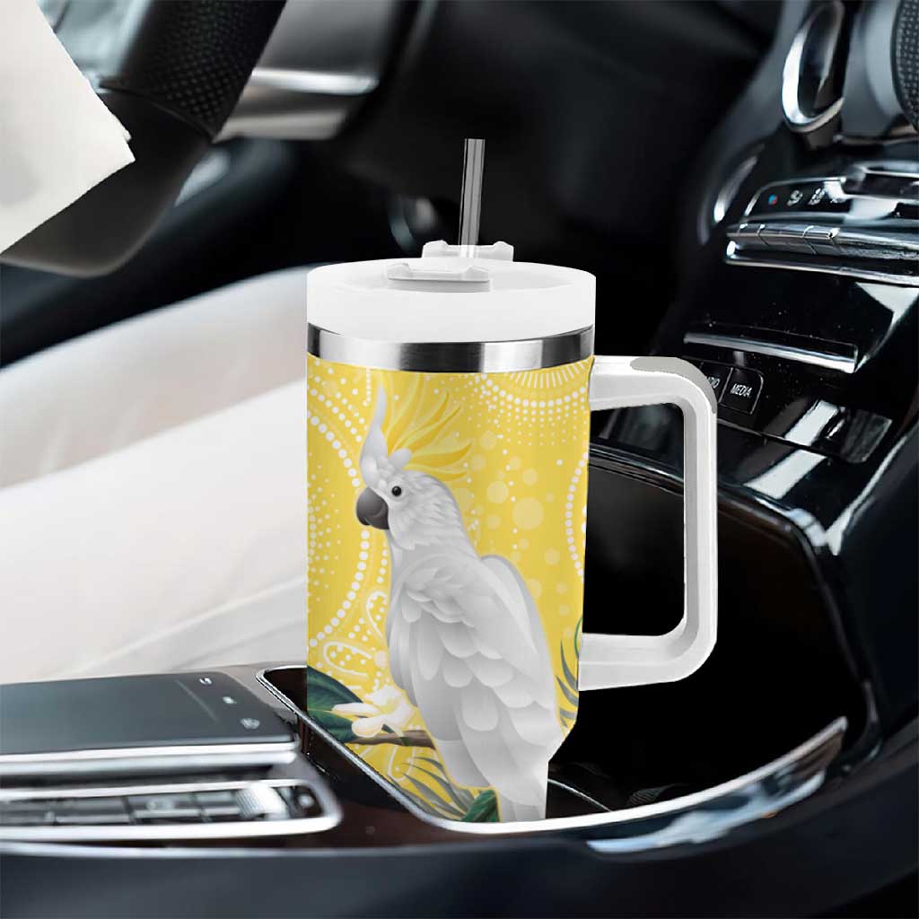 Australia Cacatua Galerita Tumbler With Handle Sulphur-Crested Cockatoo - Aboriginal Art