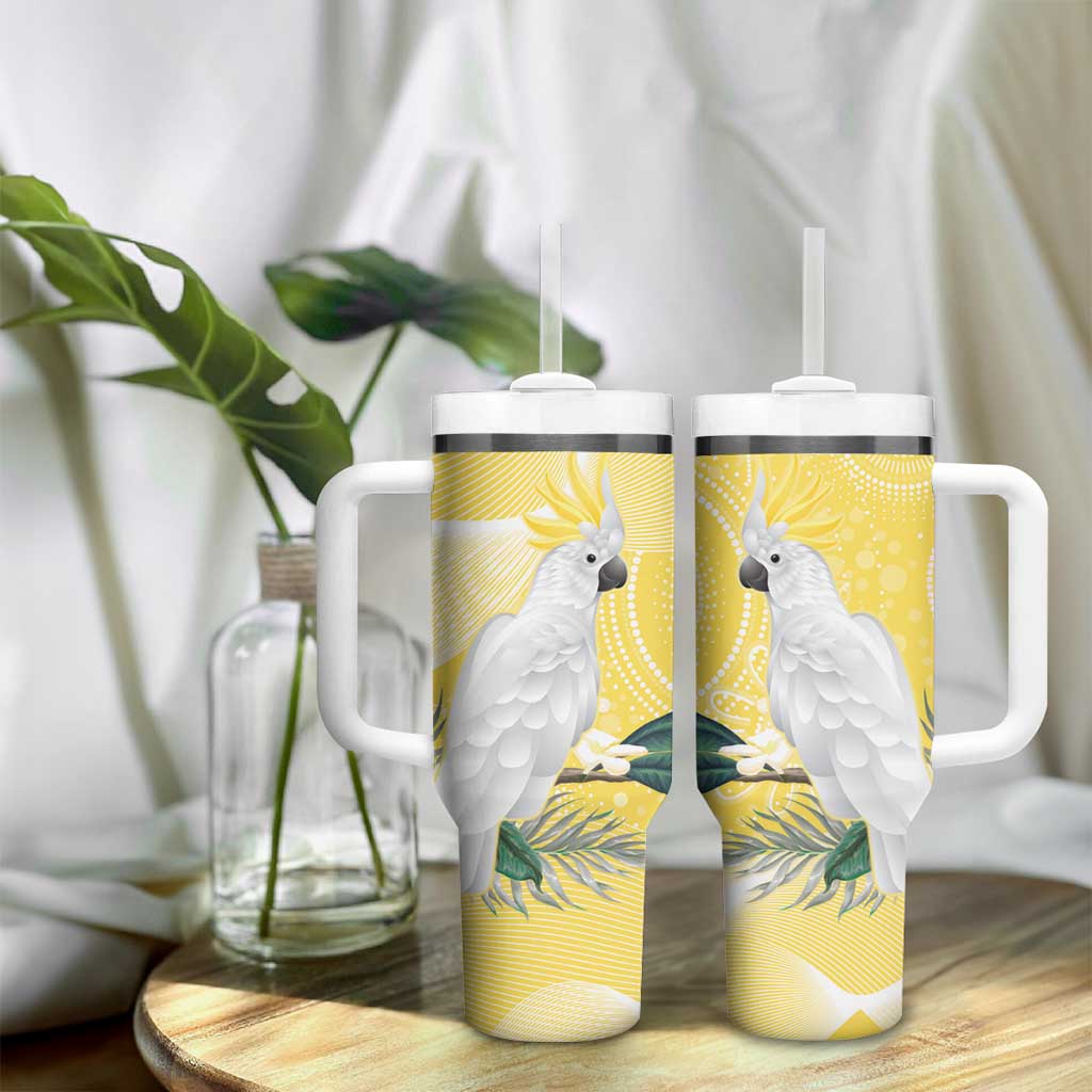 Australia Cacatua Galerita Tumbler With Handle Sulphur-Crested Cockatoo - Aboriginal Art