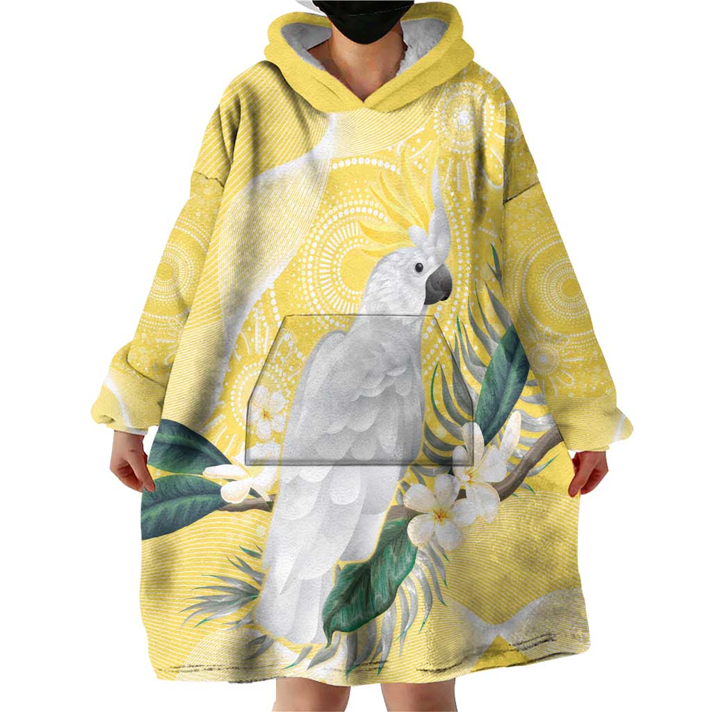 Australia Cacatua Galerita Wearable Blanket Hoodie Sulphur-Crested Cockatoo - Aboriginal Art