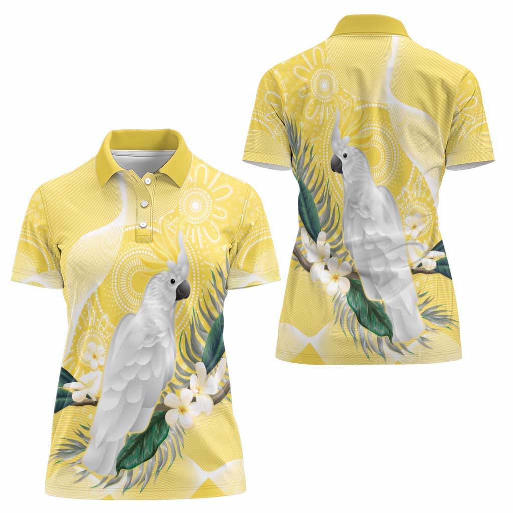 Australia Cacatua Galerita Women Polo Shirt Sulphur-Crested Cockatoo - Aboriginal Art