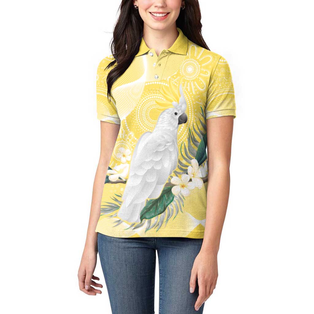 Australia Cacatua Galerita Women Polo Shirt Sulphur-Crested Cockatoo - Aboriginal Art