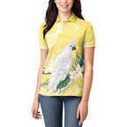 Australia Cacatua Galerita Women Polo Shirt Sulphur-Crested Cockatoo - Aboriginal Art