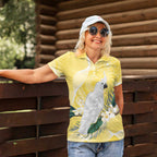 Australia Cacatua Galerita Women Polo Shirt Sulphur-Crested Cockatoo - Aboriginal Art