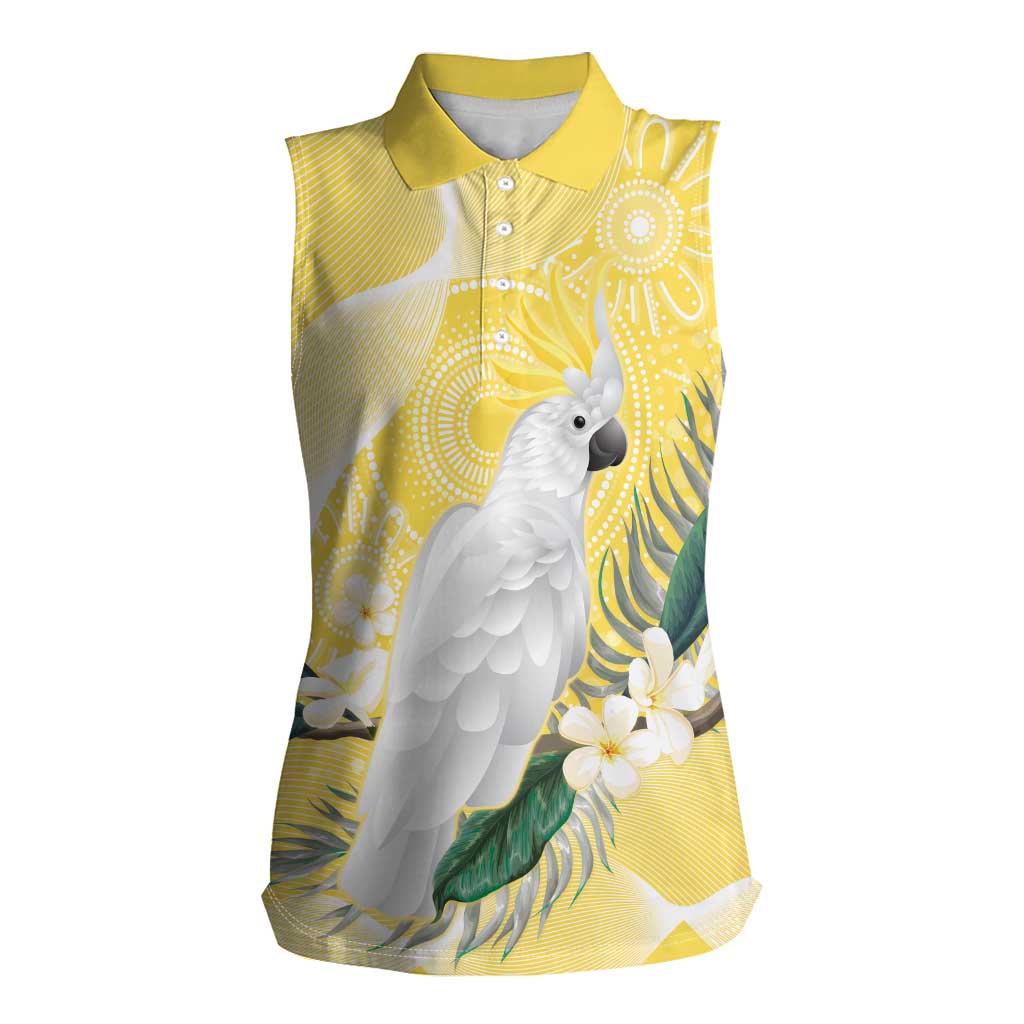 Australia Cacatua Galerita Women Sleeveless Polo Shirt Sulphur-Crested Cockatoo - Aboriginal Art