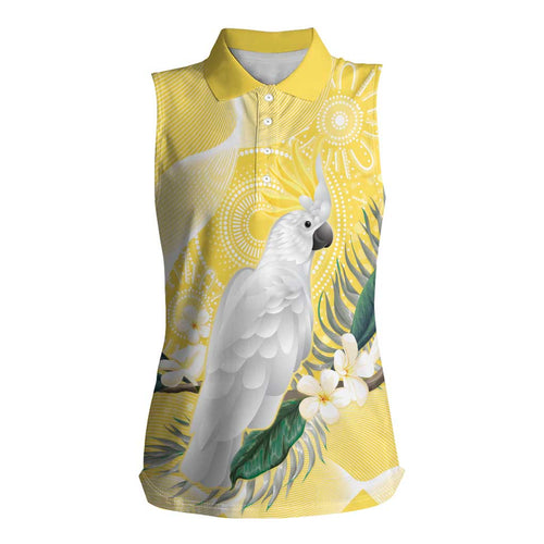 Australia Cacatua Galerita Women Sleeveless Polo Shirt Sulphur-Crested Cockatoo - Aboriginal Art