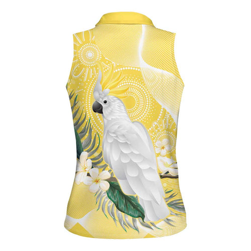 Australia Cacatua Galerita Women Sleeveless Polo Shirt Sulphur-Crested Cockatoo - Aboriginal Art