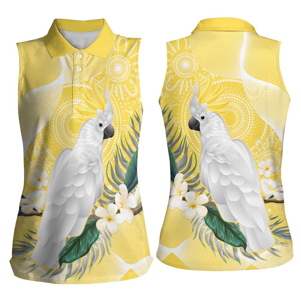 Australia Cacatua Galerita Women Sleeveless Polo Shirt Sulphur-Crested Cockatoo - Aboriginal Art