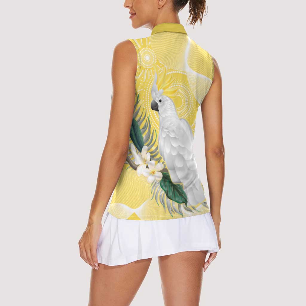 Australia Cacatua Galerita Women Sleeveless Polo Shirt Sulphur-Crested Cockatoo - Aboriginal Art