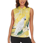Australia Cacatua Galerita Women Sleeveless Polo Shirt Sulphur-Crested Cockatoo - Aboriginal Art