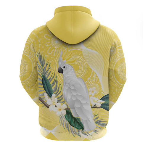 Australia Cacatua Galerita Zip Hoodie Sulphur-Crested Cockatoo - Aboriginal Art
