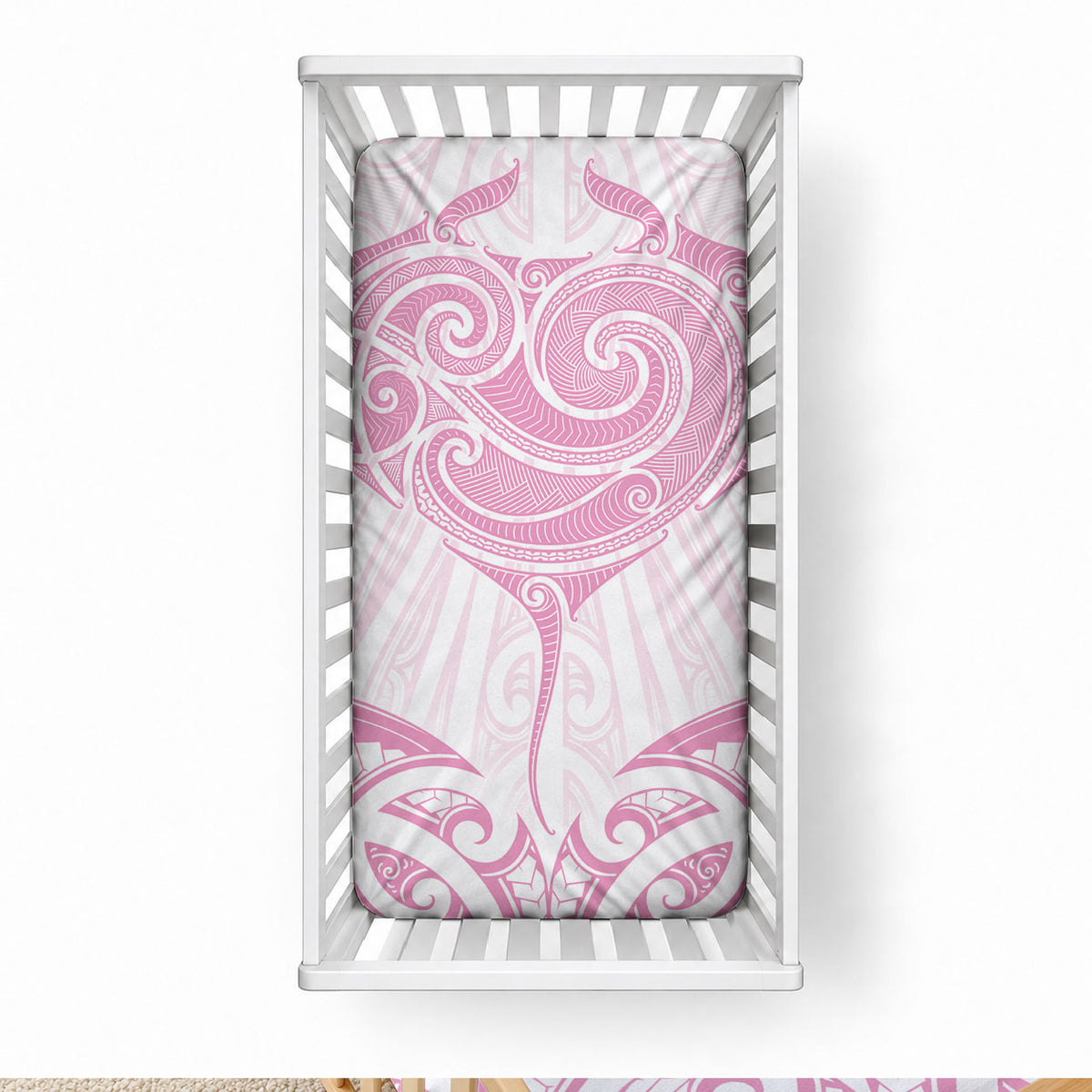 New Zealand Manta Ray Tattoo Baby Bed Cover Aotearoa Maori Haehae Pink