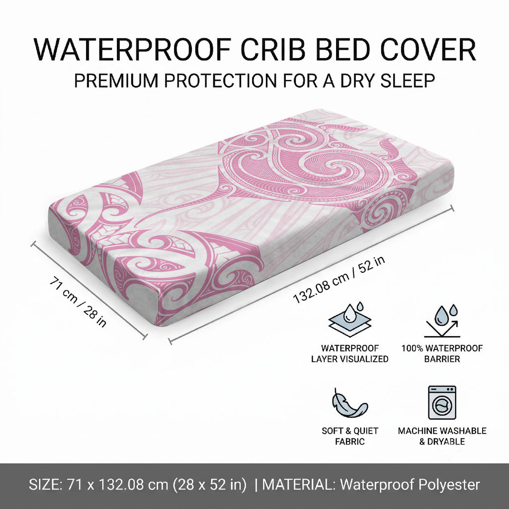 New Zealand Manta Ray Tattoo Baby Bed Cover Aotearoa Maori Haehae Pink