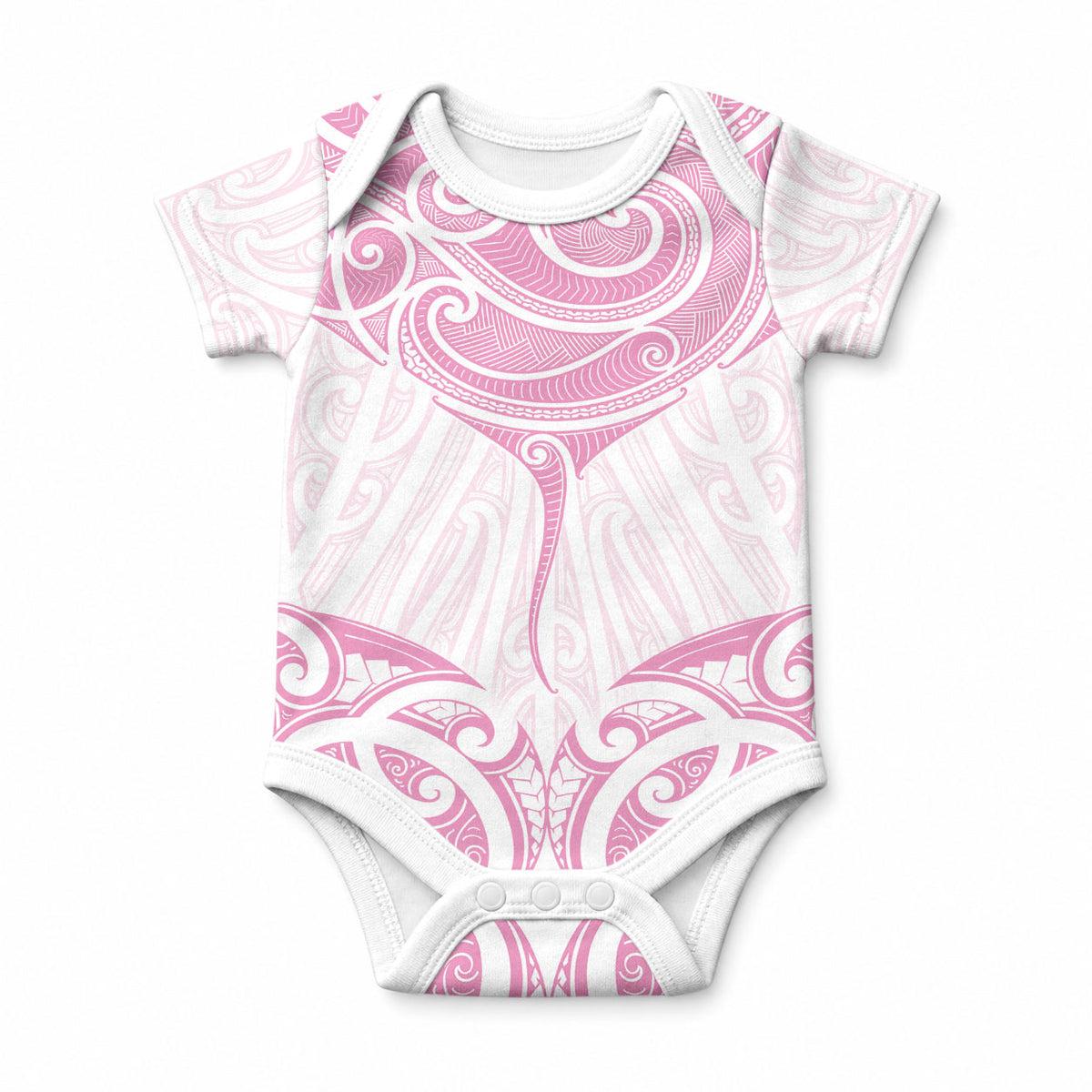 New Zealand Manta Ray Tattoo Baby Onesie Aotearoa Maori Haehae Pink