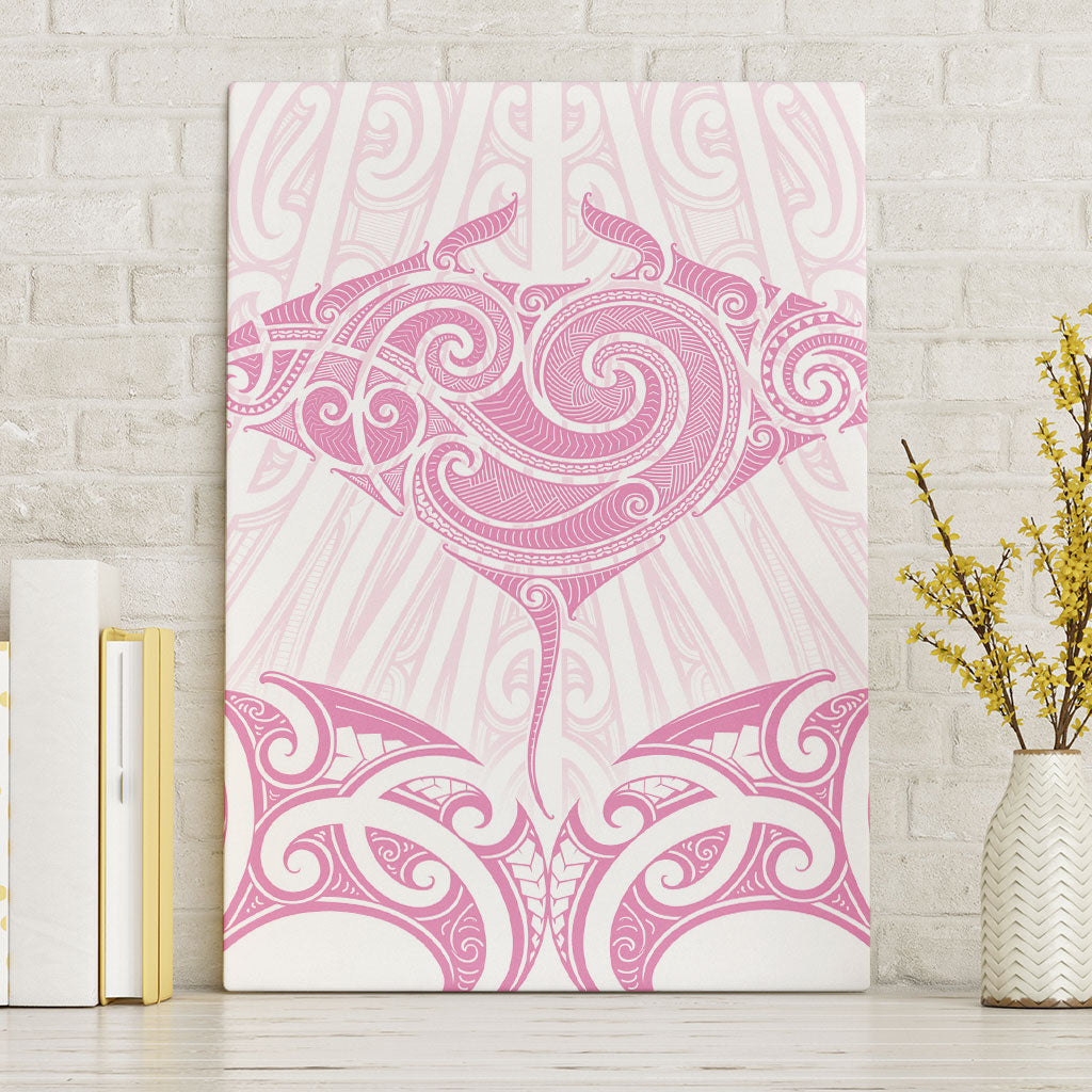 New Zealand Manta Ray Tattoo Canvas Wall Art Aotearoa Maori Haehae Pink