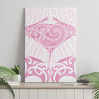New Zealand Manta Ray Tattoo Canvas Wall Art Aotearoa Maori Haehae Pink