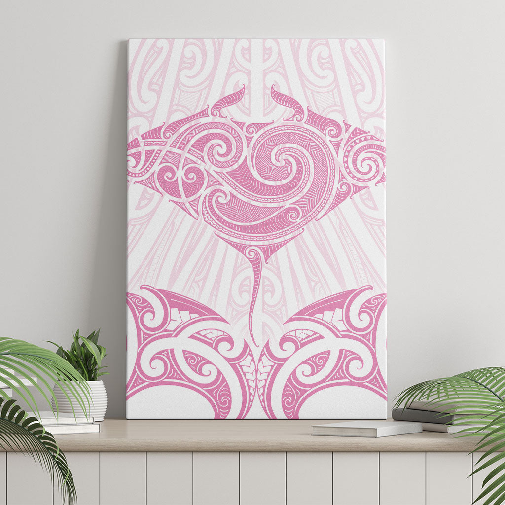 New Zealand Manta Ray Tattoo Canvas Wall Art Aotearoa Maori Haehae Pink