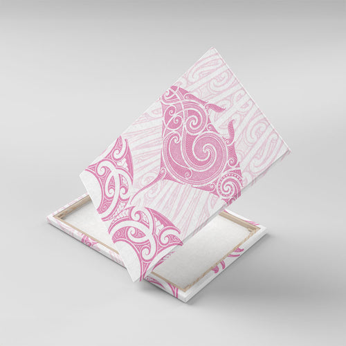 New Zealand Manta Ray Tattoo Canvas Wall Art Aotearoa Maori Haehae Pink