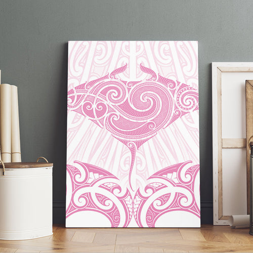 New Zealand Manta Ray Tattoo Canvas Wall Art Aotearoa Maori Haehae Pink