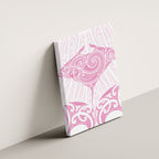 New Zealand Manta Ray Tattoo Canvas Wall Art Aotearoa Maori Haehae Pink
