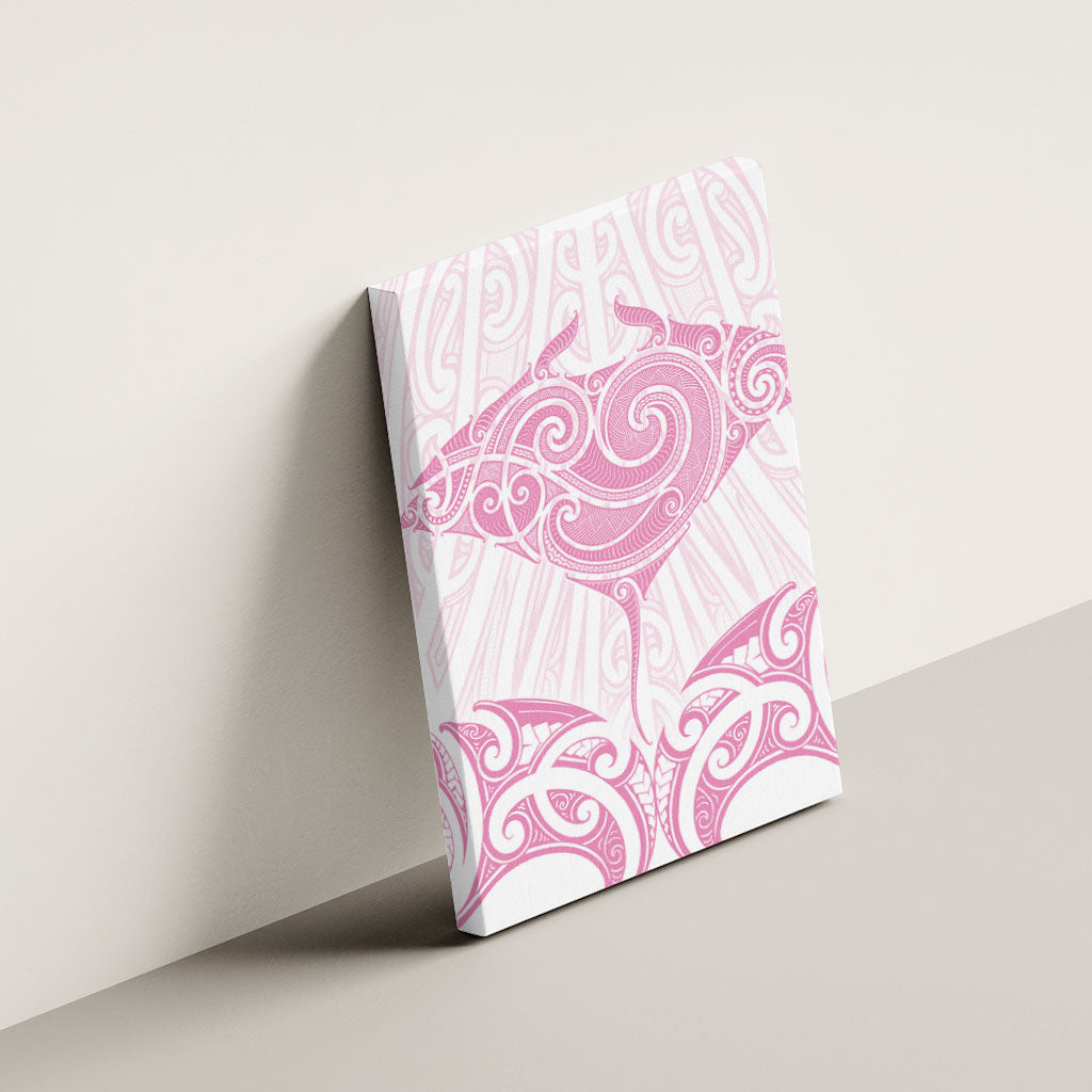 New Zealand Manta Ray Tattoo Canvas Wall Art Aotearoa Maori Haehae Pink