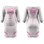 New Zealand Manta Ray Tattoo Couples Matching Off The Shoulder Long Sleeve Dress and Long Sleeve Button Shirt Aotearoa Maori Haehae Pink