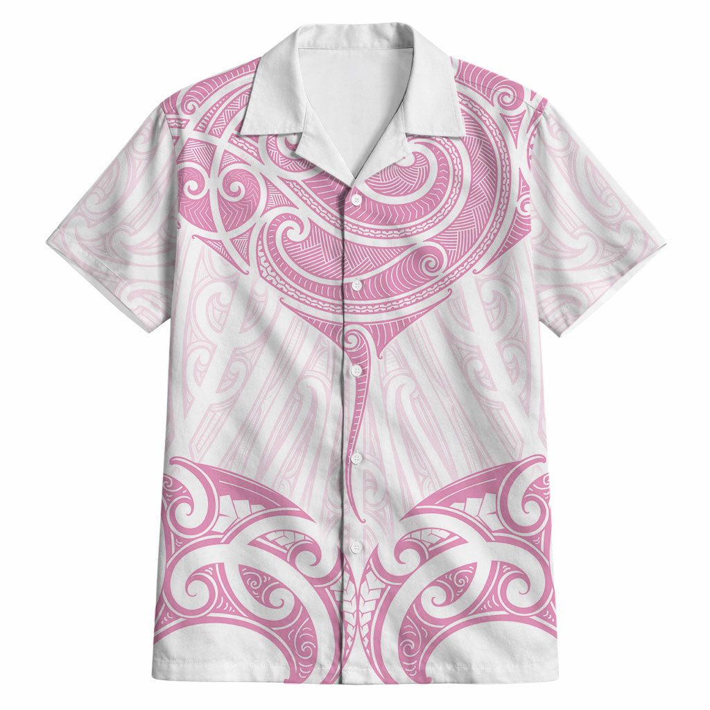 New Zealand Manta Ray Tattoo Hawaiian Shirt Aotearoa Maori Haehae Pink