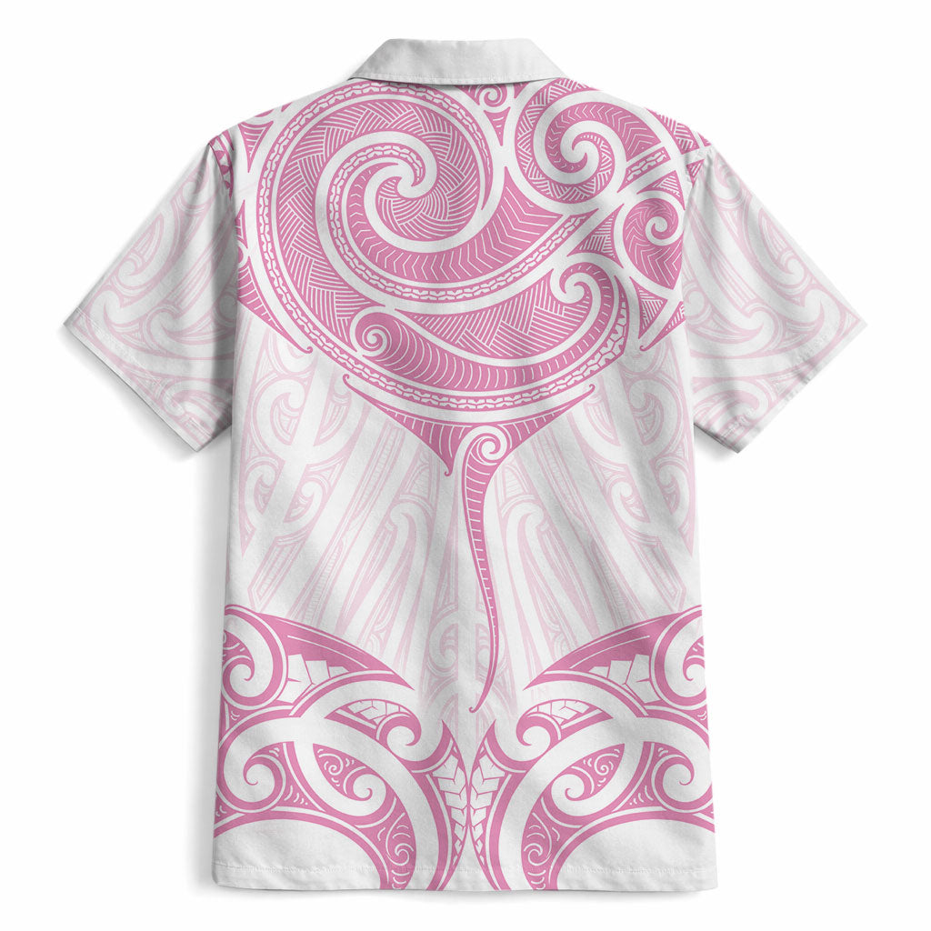 New Zealand Manta Ray Tattoo Hawaiian Shirt Aotearoa Maori Haehae Pink