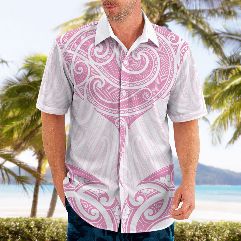 New Zealand Manta Ray Tattoo Hawaiian Shirt Aotearoa Maori Haehae Pink