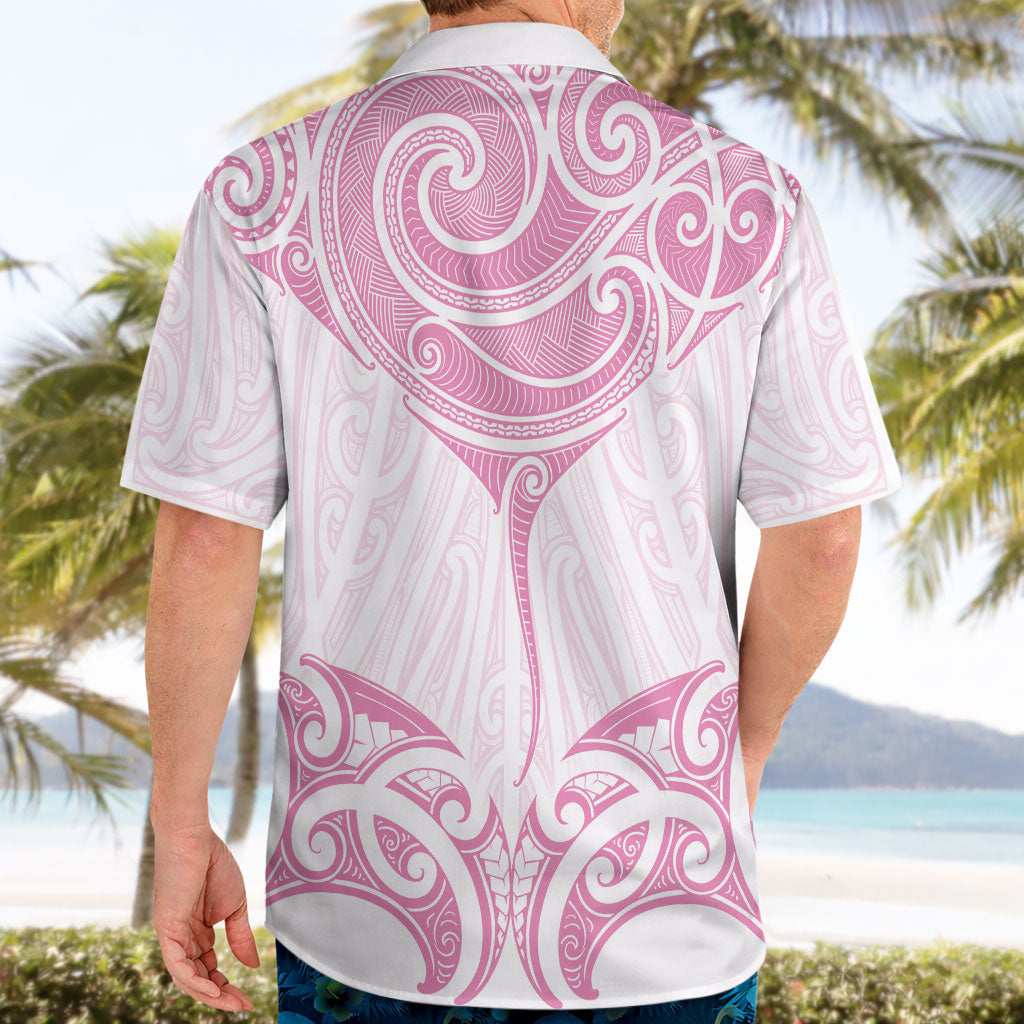 New Zealand Manta Ray Tattoo Hawaiian Shirt Aotearoa Maori Haehae Pink