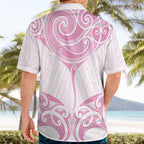 New Zealand Manta Ray Tattoo Hawaiian Shirt Aotearoa Maori Haehae Pink