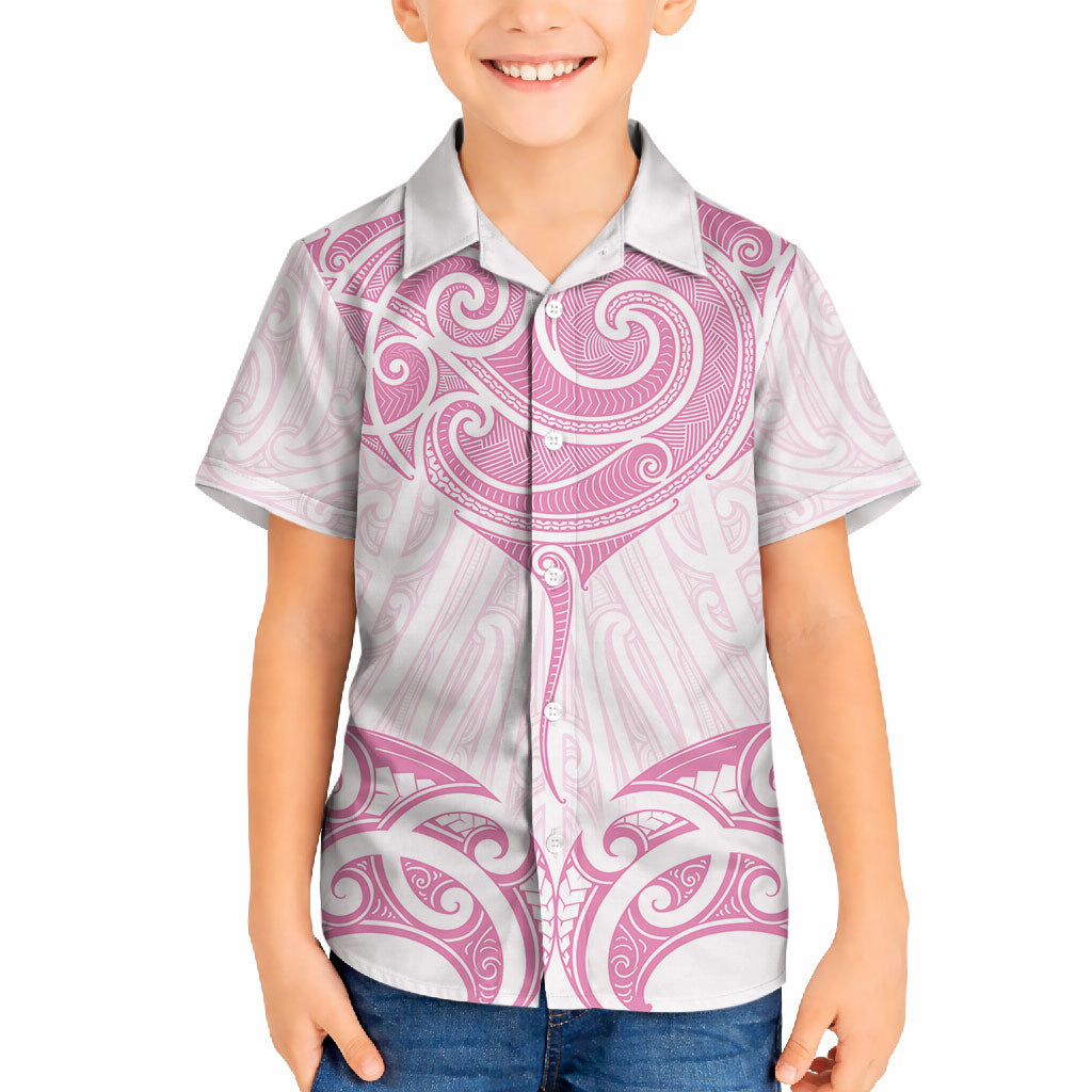 New Zealand Manta Ray Tattoo Hawaiian Shirt Aotearoa Maori Haehae Pink