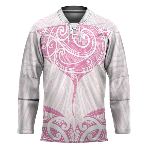 New Zealand Manta Ray Tattoo Hockey Jersey Aotearoa Maori Haehae Pink