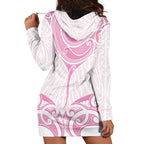 New Zealand Manta Ray Tattoo Hoodie Dress Aotearoa Maori Haehae Pink
