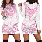 New Zealand Manta Ray Tattoo Hoodie Dress Aotearoa Maori Haehae Pink
