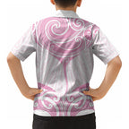 New Zealand Manta Ray Tattoo Kid Hawaiian Shirt Aotearoa Maori Haehae Pink