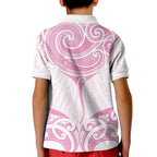 New Zealand Manta Ray Tattoo Kid Polo Shirt Aotearoa Maori Haehae Pink