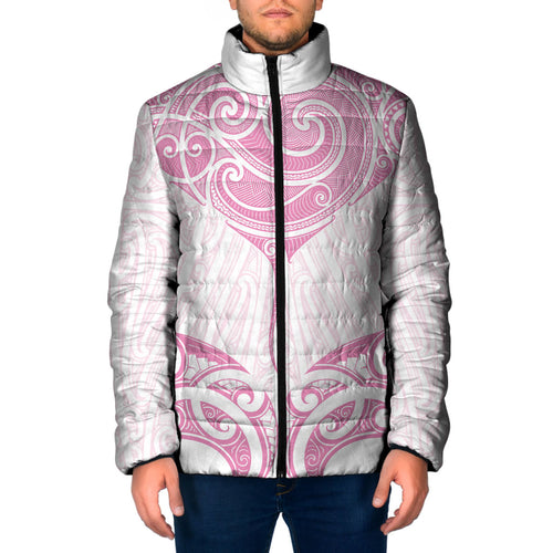 New Zealand Manta Ray Tattoo Padded Jacket Aotearoa Maori Haehae Pink
