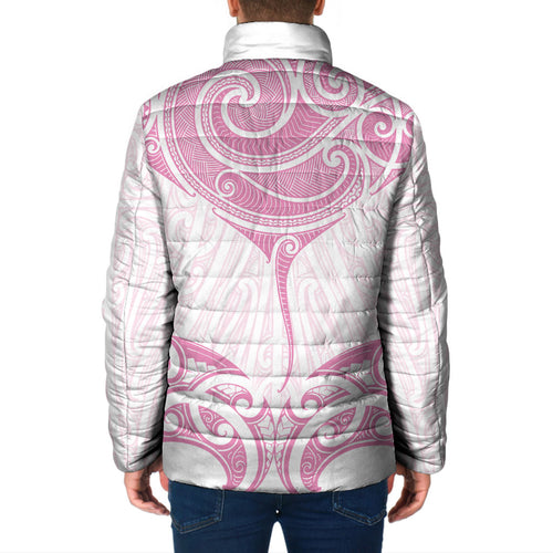 New Zealand Manta Ray Tattoo Padded Jacket Aotearoa Maori Haehae Pink