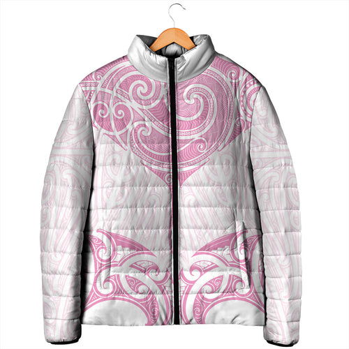 New Zealand Manta Ray Tattoo Padded Jacket Aotearoa Maori Haehae Pink