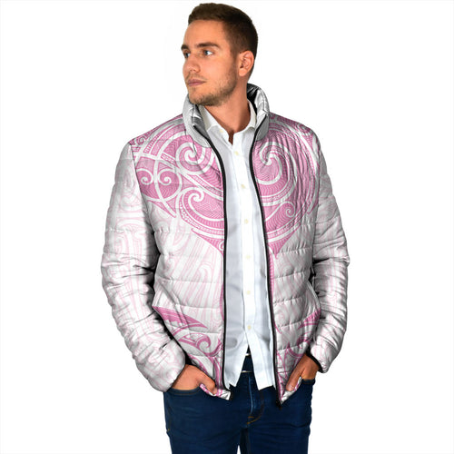 New Zealand Manta Ray Tattoo Padded Jacket Aotearoa Maori Haehae Pink