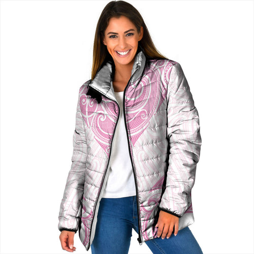 New Zealand Manta Ray Tattoo Padded Jacket Aotearoa Maori Haehae Pink
