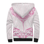 New Zealand Manta Ray Tattoo Sherpa Hoodie Aotearoa Maori Haehae Pink