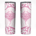 New Zealand Manta Ray Tattoo Skinny Tumbler Aotearoa Maori Haehae Pink