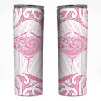 New Zealand Manta Ray Tattoo Skinny Tumbler Aotearoa Maori Haehae Pink