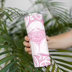 New Zealand Manta Ray Tattoo Skinny Tumbler Aotearoa Maori Haehae Pink
